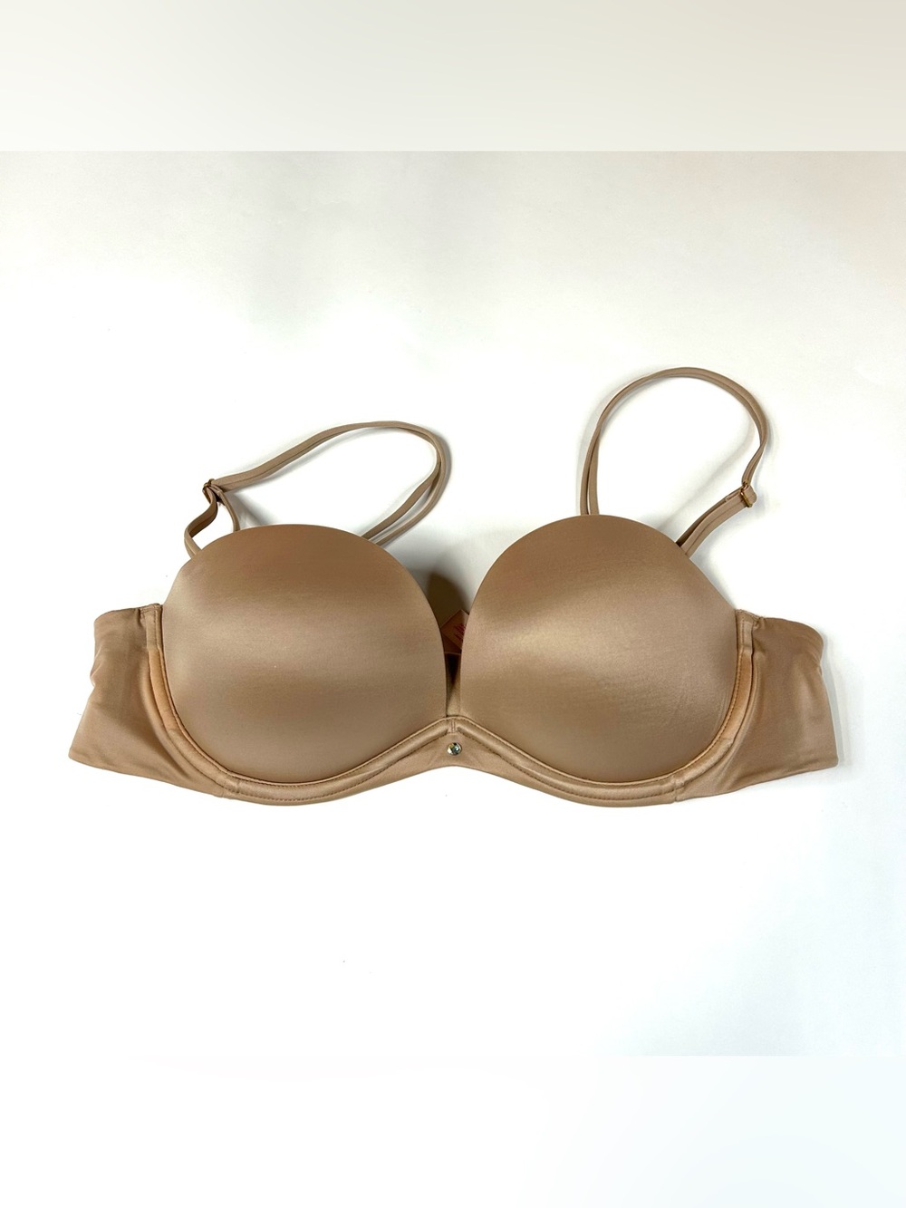 Victorias Secret 36B Strapless Pushup Bra Solid Beige Padded Underwire #2499